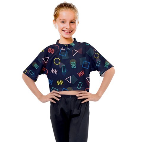 Memphis Seamless Patterns Abstract Jumble Textures Kids Mock Neck T-shirt by Hannah976