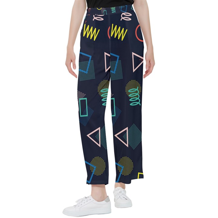 Memphis Seamless Patterns Abstract Jumble Textures Women s Pants 