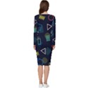 Memphis Seamless Patterns Abstract Jumble Textures Long Sleeve V-Neck Bodycon Dress  View4