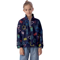 Memphis Seamless Patterns Abstract Jumble Textures Kids  Half Zip Hoodie