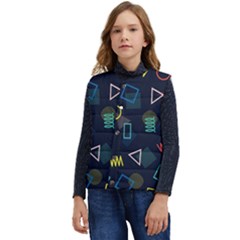 Memphis Seamless Patterns Abstract Jumble Textures Kid s Button Up Puffer Vest	