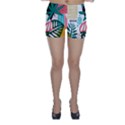 Abstract Seamless Pattern With Tropical Leaves Skinny Shorts View1