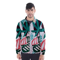 Abstract Seamless Pattern With Tropical Leaves Men s Windbreaker