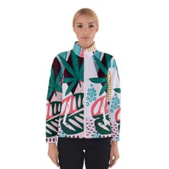 Abstract Seamless Pattern With Tropical Leaves Women s Bomber Jacket