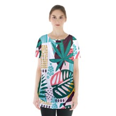 Abstract Seamless Pattern With Tropical Leaves Skirt Hem Sports Top by Hannah976