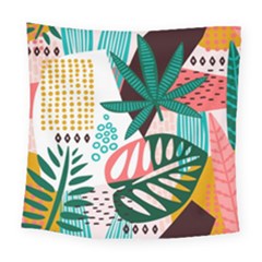 Abstract Seamless Pattern With Tropical Leaves Square Tapestry (large)