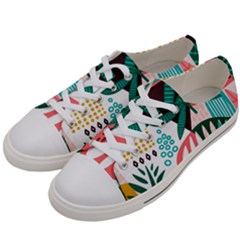 Abstract Seamless Pattern With Tropical Leaves Men s Low Top Canvas Sneakers by Hannah976