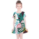 Abstract Seamless Pattern With Tropical Leaves Kids  Simple Cotton Dress View1