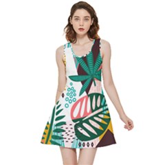 Abstract Seamless Pattern With Tropical Leaves Inside Out Reversible Sleeveless Dress