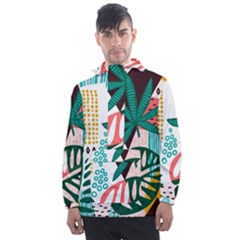 Abstract Seamless Pattern With Tropical Leaves Men s Front Pocket Pullover Windbreaker