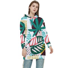 Abstract Seamless Pattern With Tropical Leaves Women s Long Oversized Pullover Hoodie