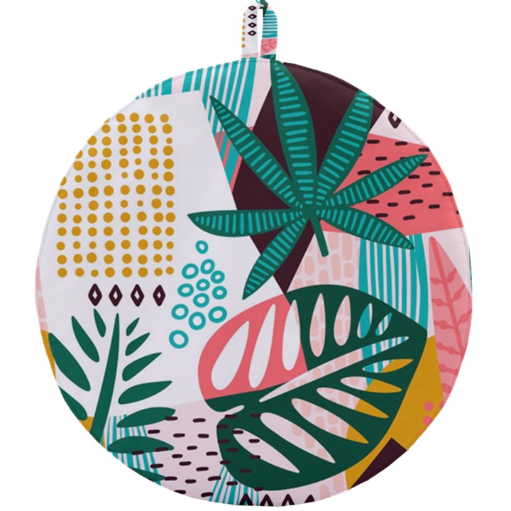 Abstract Seamless Pattern With Tropical Leaves Round Trivet