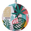 Abstract Seamless Pattern With Tropical Leaves Round Trivet View2