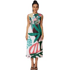 Abstract Seamless Pattern With Tropical Leaves Sleeveless Round Neck Midi Dress by Hannah976