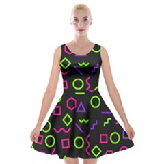 Geometric Seamless Pattern Velvet Skater Dress