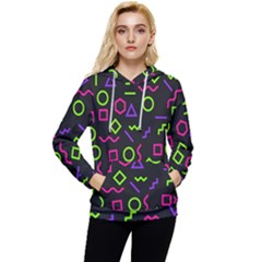 Geometric Seamless Pattern Women s Lightweight Drawstring Hoodie