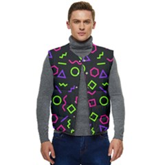 Geometric Seamless Pattern Men s Button Up Puffer Vest	