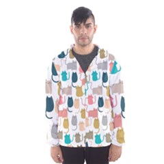 Cute Seamless Pattern Happy Kitty Kitten Cat Men s Hooded Windbreaker