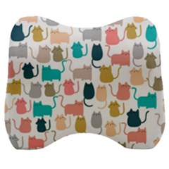 Cute Seamless Pattern Happy Kitty Kitten Cat Velour Head Support Cushion