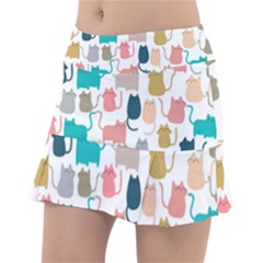 Cute Seamless Pattern Happy Kitty Kitten Cat Classic Tennis Skirt by Hannah976