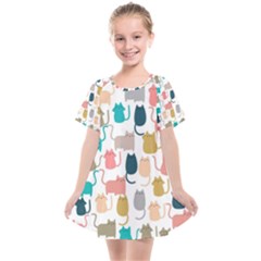 Cute Seamless Pattern Happy Kitty Kitten Cat Kids  Smock Dress by Hannah976