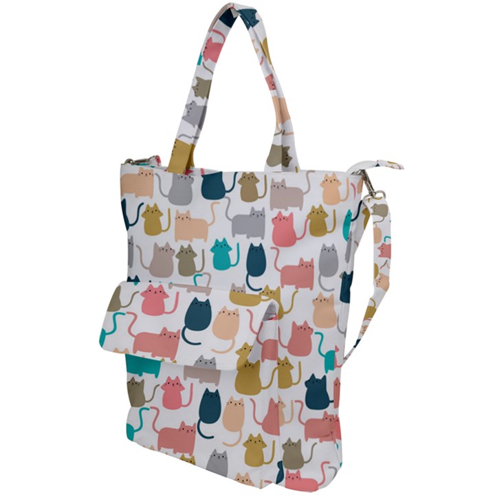 Cute Seamless Pattern Happy Kitty Kitten Cat Shoulder Tote Bag