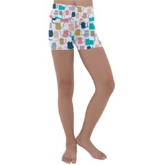 Cute Seamless Pattern Happy Kitty Kitten Cat Kids  Lightweight Velour Yoga Shorts by Hannah976