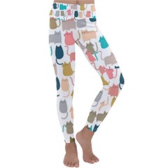 Cute Seamless Pattern Happy Kitty Kitten Cat Kids  Lightweight Velour Classic Yoga Leggings by Hannah976