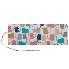 Cute Seamless Pattern Happy Kitty Kitten Cat Roll Up Canvas Pencil Holder (m) by Hannah976