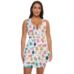 Cute Seamless Pattern Happy Kitty Kitten Cat Draped Bodycon Dress by Hannah976