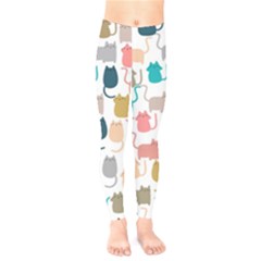 Cute Seamless Pattern Happy Kitty Kitten Cat Kids  Classic Winter Leggings