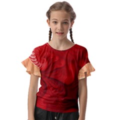 Lachs Kl Rotweissschwarz Kl Kids  Cut Out Flutter Sleeves by 2607694c