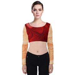 Lachs Kl Rotweissschwarz Kl Velvet Long Sleeve Crop Top by 2607694c