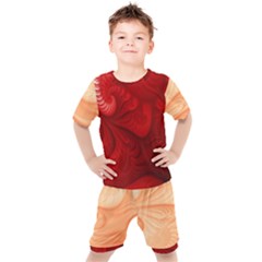 Lachs Kl Rotweissschwarz Kl Kids  T-shirt And Shorts Set by 2607694c