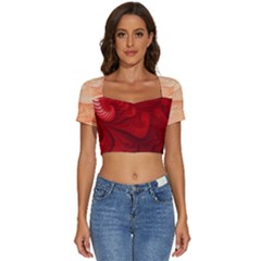 Lachs Kl Rotweissschwarz Kl Short Sleeve Square Neckline Crop Top  by 2607694c