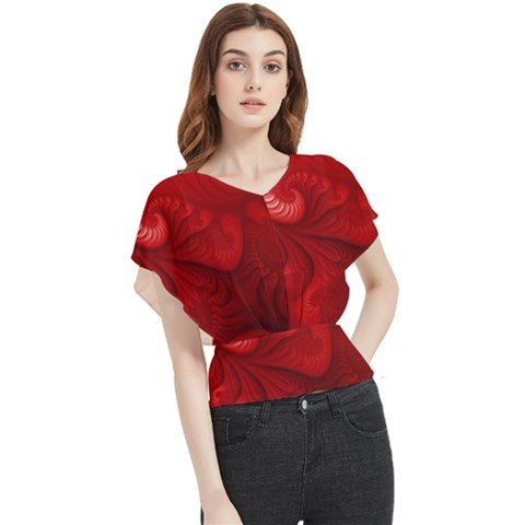 Lachs Kl Rotweissschwarz Kl Butterfly Chiffon Blouse by 2607694c