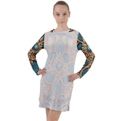 Pattern 1 Muster 7 Long Sleeve Hoodie Dress