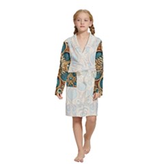 Pattern 1 Muster 7a Kids  Long Sleeve Velvet Lounge Robe