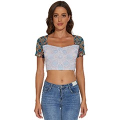 Pattern 1 Muster 7 600dpi 12000 Matt Short Sleeve Square Neckline Crop Top  by 2607694c