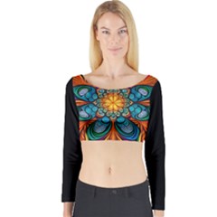 Schwarz Bunt Long Sleeve Crop Top by 2607694c