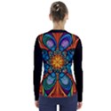 Schwarz bunt V-Neck Long Sleeve Top View2