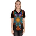 Schwarz bunt Women s V-Neck Scrub Top View1