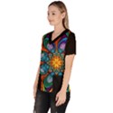 Schwarz bunt Women s V-Neck Scrub Top View2