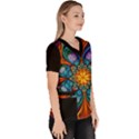 Schwarz bunt Women s V-Neck Scrub Top View3