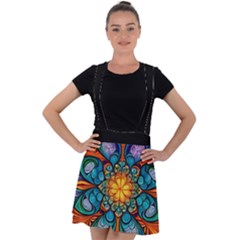 Schwarz Bunt Velvet Suspender Skater Skirt by 2607694c