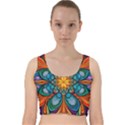 Schwarz bunt Velvet Racer Back Crop Top View1