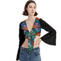 Schwarz bunt Trumpet Sleeve Cropped Top View3