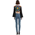 Schwarz bunt Trumpet Sleeve Cropped Top View4