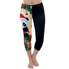 Schwarz Pandaweihnachten300dpi Capri Winter Leggings 