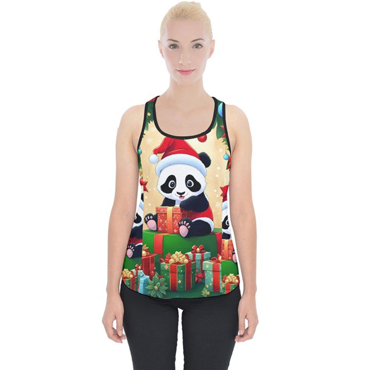 Schwarz Pandaweihnachten300dpi Piece Up Tank Top